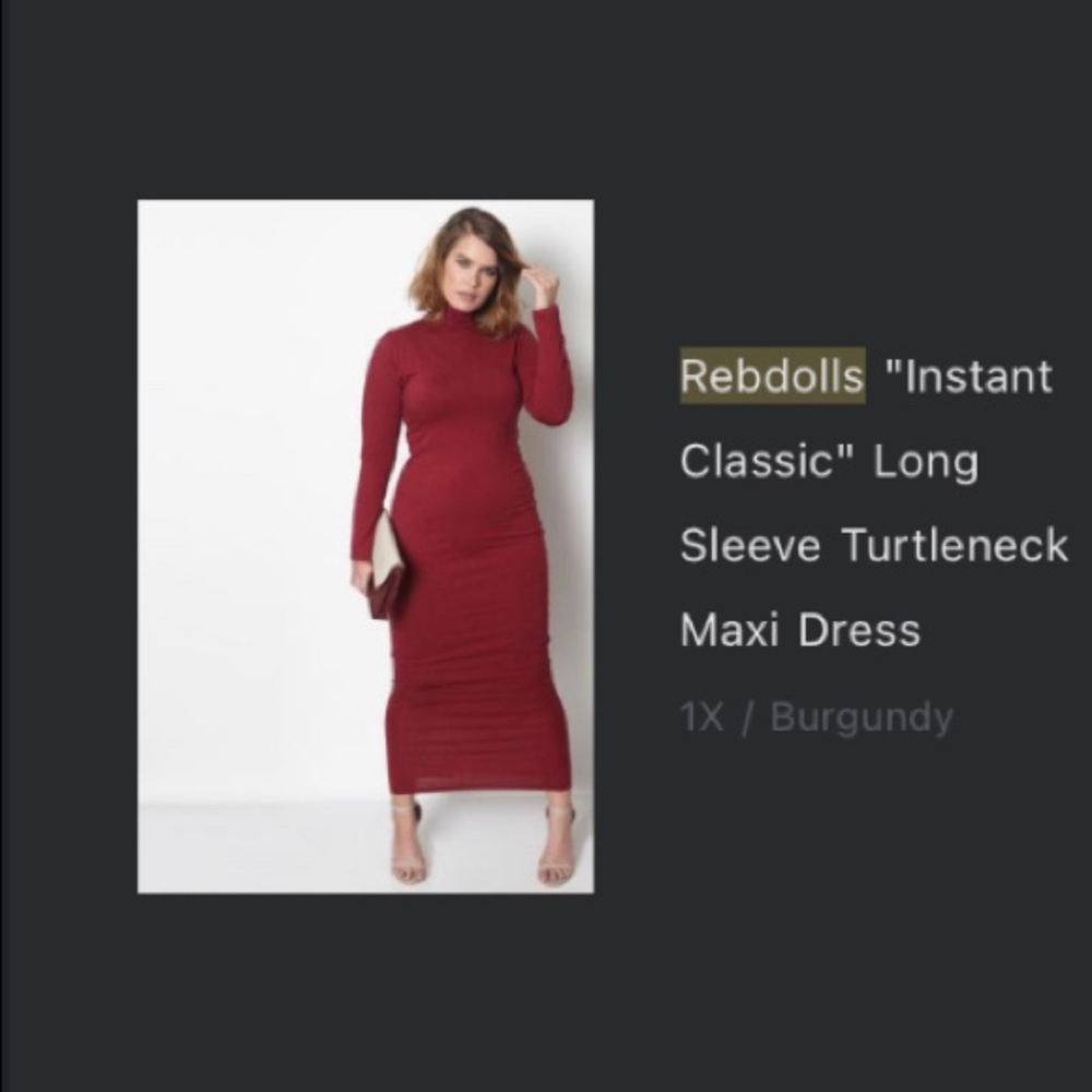 Rebdolls Turtleneck Maxi Dress- Burgundy